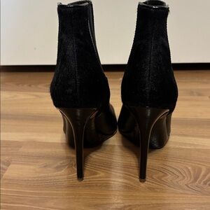 Elie Tahari Black Leather & Pony Hair Pointed Toe Ankle Boots